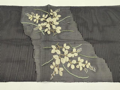 平和屋着物＊夏物　八寸名古屋帯　絽綴れ　萩　金糸　正絹　逸品　CABJ1668rv