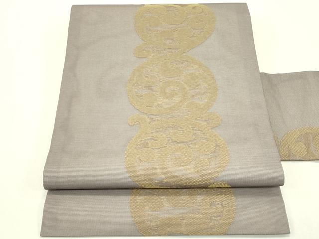 平和屋着物＊夏物　全通柄　九寸名古屋帯　唐草文　金糸　正絹　逸品　CABJ1673rv