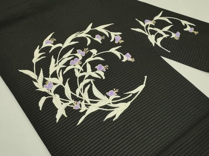 平和屋着物＊夏物　絽塩瀬　九寸名古屋帯　草花文　黒地　金彩　正絹　逸品　CABJ1675rv