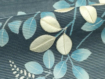平和屋着物＊夏物　九寸名古屋帯　刺繍　萩　銀糸　正絹　逸品　CABJ1676rv