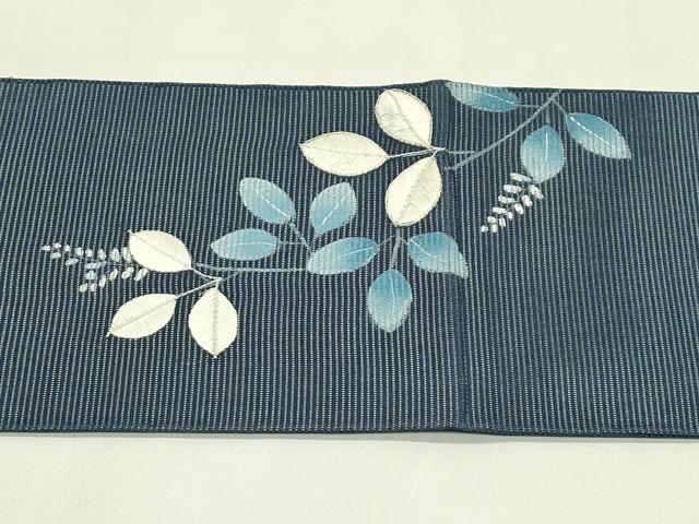 平和屋着物＊夏物　九寸名古屋帯　刺繍　萩　銀糸　正絹　逸品　CABJ1676rv