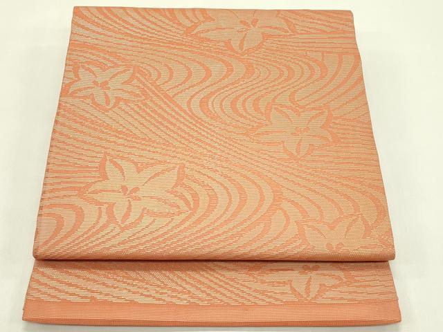 平和屋着物＊夏物　九寸開き名古屋帯　流水花文　金銀糸　正絹　逸品　CABJ1677rv