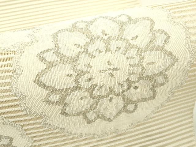 平和屋着物＊夏物　八寸名古屋帯　絽綴れ　雪輪正倉院花文　銀糸　正絹　逸品　CABJ1682rv