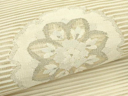 平和屋着物＊夏物　八寸名古屋帯　絽綴れ　雪輪正倉院花文　銀糸　正絹　逸品　CABJ1682rv