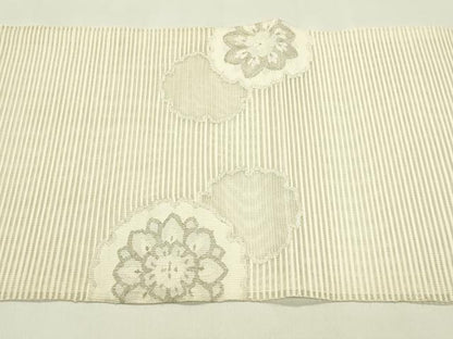 平和屋着物＊夏物　八寸名古屋帯　絽綴れ　雪輪正倉院花文　銀糸　正絹　逸品　CABJ1682rv