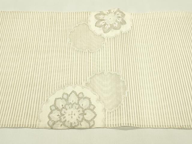 平和屋着物＊夏物　八寸名古屋帯　絽綴れ　雪輪正倉院花文　銀糸　正絹　逸品　CABJ1682rv