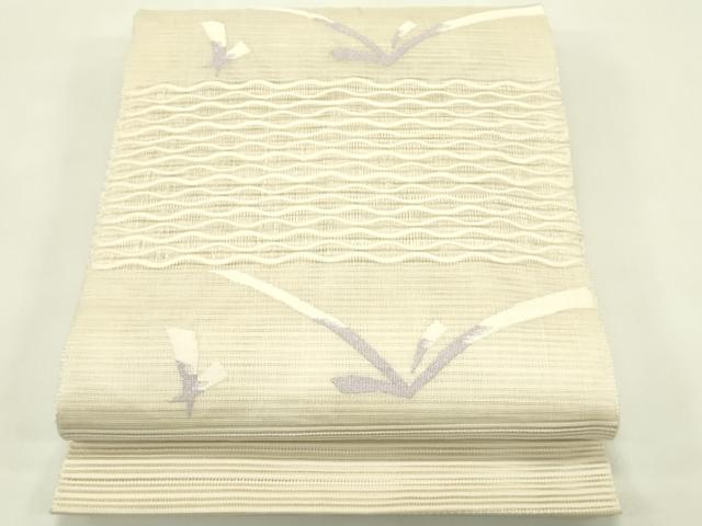 平和屋着物＊夏物　八寸名古屋帯　絽綴れ　草木文　銀糸　正絹　逸品　CABJ1683rv