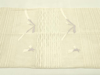 平和屋着物＊夏物　八寸名古屋帯　絽綴れ　草木文　銀糸　正絹　逸品　CABJ1683rv