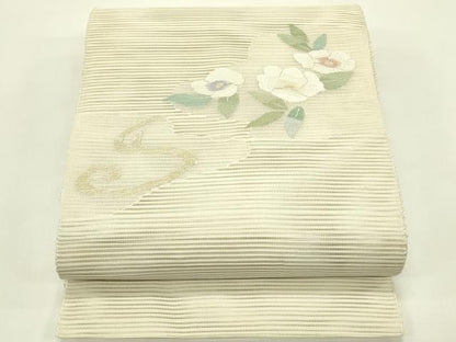 平和屋着物＊夏物　八寸名古屋帯　絽綴れ　草花文　金銀糸　正絹　逸品　CABJ1685rv