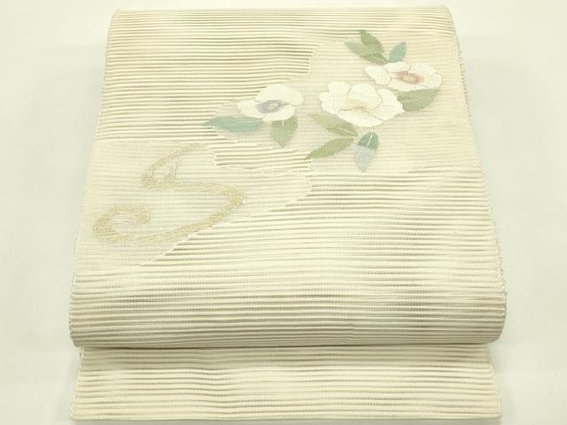平和屋着物＊夏物　八寸名古屋帯　絽綴れ　草花文　金銀糸　正絹　逸品　CABJ1685rv
