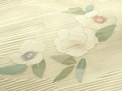 平和屋着物＊夏物　八寸名古屋帯　絽綴れ　草花文　金銀糸　正絹　逸品　CABJ1685rv