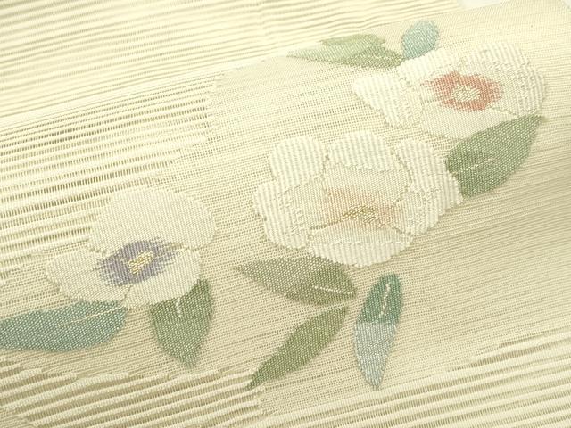 平和屋着物＊夏物　八寸名古屋帯　絽綴れ　草花文　金銀糸　正絹　逸品　CABJ1685rv
