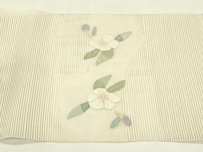 平和屋着物＊夏物　八寸名古屋帯　絽綴れ　草花文　金銀糸　正絹　逸品　CABJ1685rv