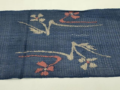 平和屋着物＊夏物　八寸名古屋帯　草花文　正絹　逸品　CABJ1690rv