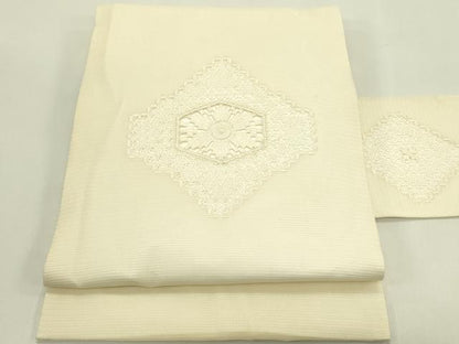 平和屋着物＊夏物　九寸名古屋帯　ドロンワーク　菱花文　正絹　逸品　CABJ1692rv
