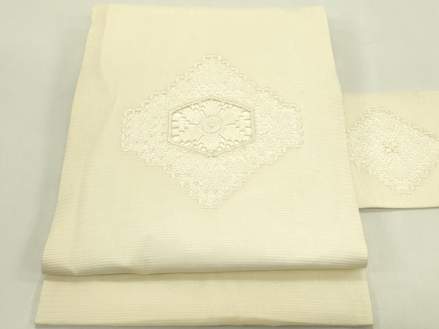 平和屋着物＊夏物　九寸名古屋帯　ドロンワーク　菱花文　正絹　逸品　CABJ1692rv
