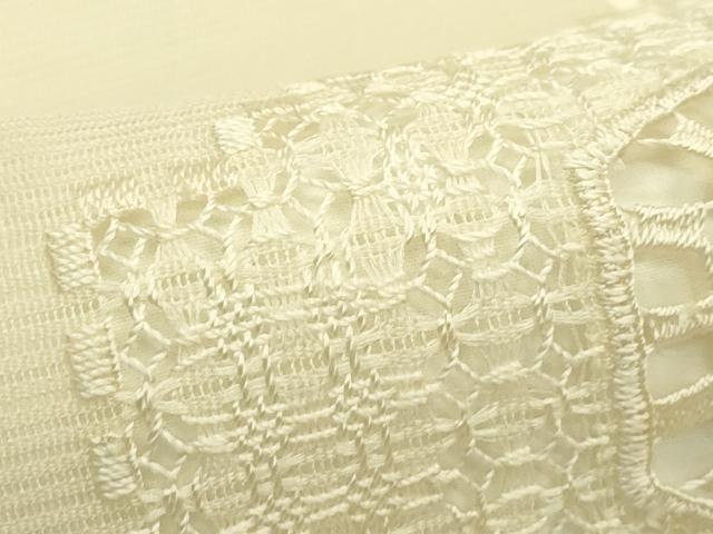 平和屋着物＊夏物　九寸名古屋帯　ドロンワーク　菱花文　正絹　逸品　CABJ1692rv