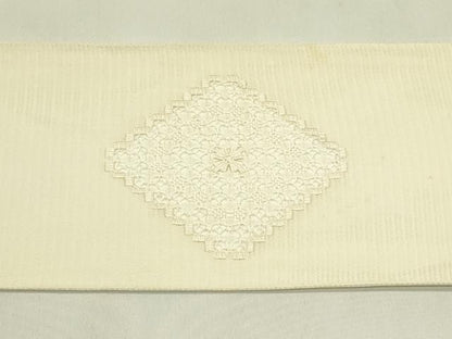 平和屋着物＊夏物　九寸名古屋帯　ドロンワーク　菱花文　正絹　逸品　CABJ1692rv