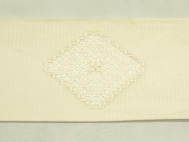 平和屋着物＊夏物　九寸名古屋帯　ドロンワーク　菱花文　正絹　逸品　CABJ1692rv