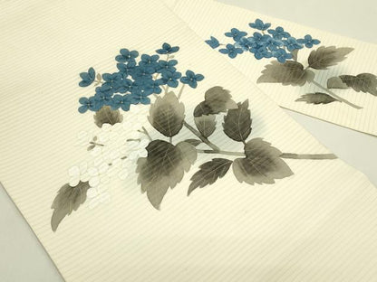 平和屋着物＊夏物　絽塩瀬　九寸名古屋帯　手描き　紫陽花　金彩　正絹　逸品　CABJ1693rv