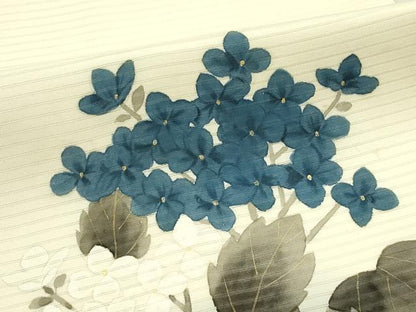 平和屋着物＊夏物　絽塩瀬　九寸名古屋帯　手描き　紫陽花　金彩　正絹　逸品　CABJ1693rv