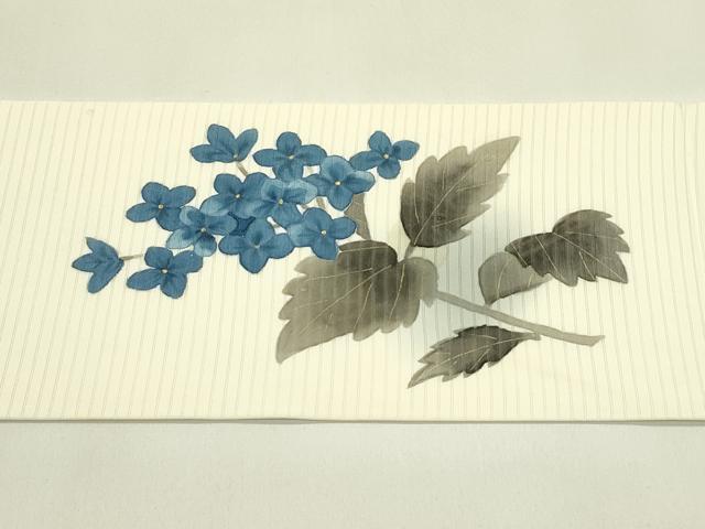 平和屋着物＊夏物　絽塩瀬　九寸名古屋帯　手描き　紫陽花　金彩　正絹　逸品　CABJ1693rv