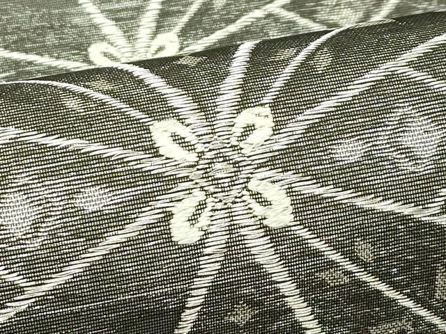 平和屋着物＊夏物　九寸名古屋帯　菱花文　銀糸　正絹　逸品　CABJ1695rv