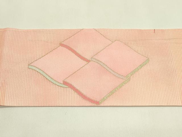 平和屋着物＊夏物　九寸名古屋帯　瓦文様　金糸　正絹　逸品　CABJ1697rv