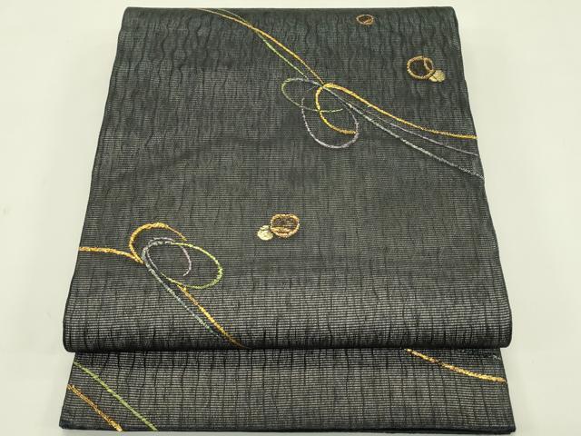 平和屋着物＊夏物　六通柄袋帯　抽象文　金糸　正絹　逸品　CABJ1705rv