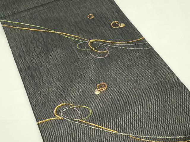 平和屋着物＊夏物　六通柄袋帯　抽象文　金糸　正絹　逸品　CABJ1705rv