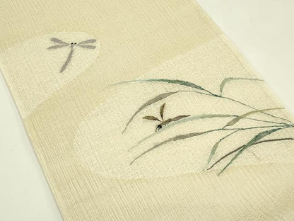 平和屋着物＊夏物　太鼓柄袋帯　すくい織　夏虫　金銀糸　正絹　逸品　CABJ1707rv