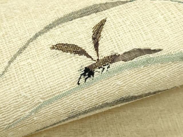 平和屋着物＊夏物　太鼓柄袋帯　すくい織　夏虫　金銀糸　正絹　逸品　CABJ1707rv
