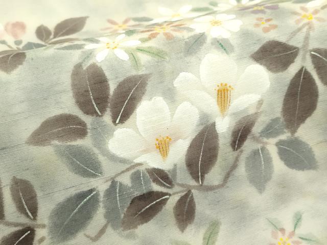 平和屋着物＊夏物　太鼓柄袋帯　手描き　草花文　正絹　逸品　未使用　CABJ1708rv