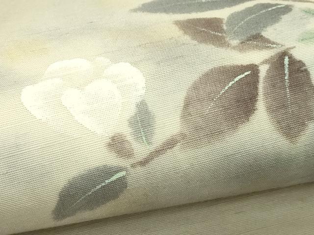 平和屋着物＊夏物　太鼓柄袋帯　手描き　草花文　正絹　逸品　未使用　CABJ1708rv