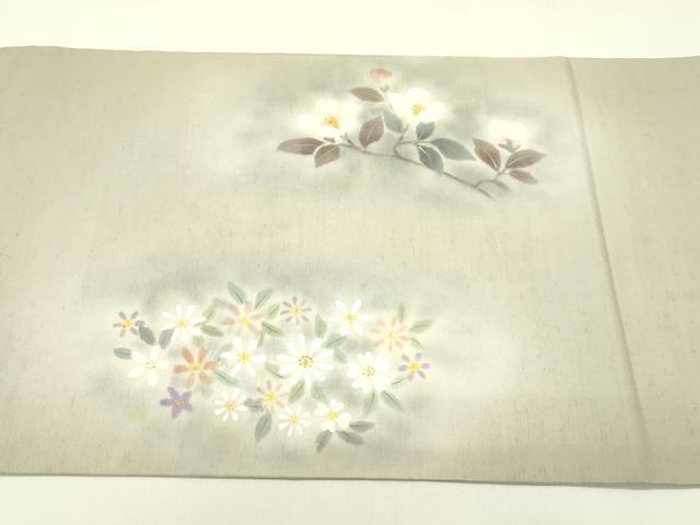 平和屋着物＊夏物　太鼓柄袋帯　手描き　草花文　正絹　逸品　未使用　CABJ1708rv