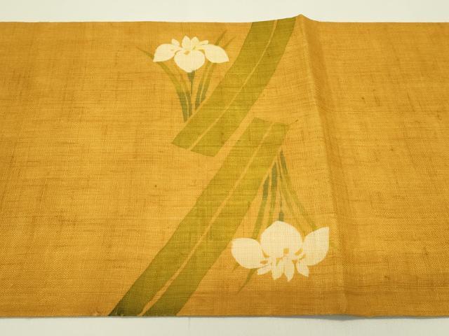 平和屋着物＊夏物　太鼓柄袋帯　作家物　ろうけつ染め　杜若　麻　逸品　CABJ1709rv
