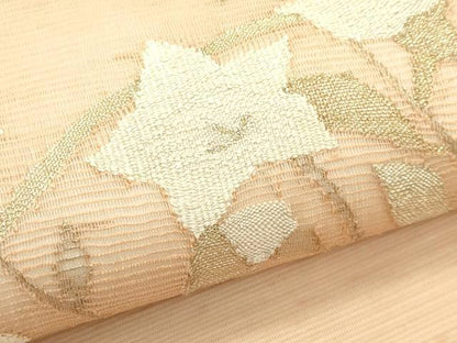 平和屋着物＊夏物　太鼓柄袋帯　すくい織　桔梗　金銀糸　正絹　逸品　未使用　CABJ1712rv