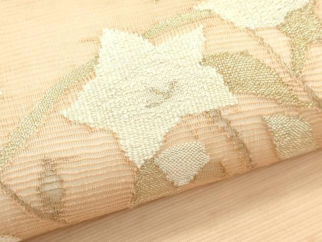 平和屋着物＊夏物　太鼓柄袋帯　すくい織　桔梗　金銀糸　正絹　逸品　未使用　CABJ1712rv