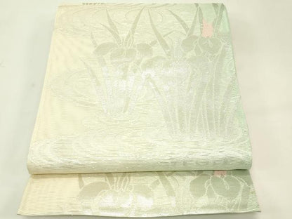 平和屋着物＊夏物　六通柄袋帯　杜若　銀糸　正絹　逸品　CABJ1713rv