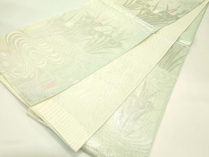 平和屋着物＊夏物　六通柄袋帯　杜若　銀糸　正絹　逸品　CABJ1713rv