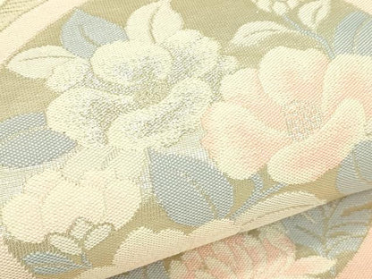 平和屋着物＊夏物　六通柄袋帯　エ霞草花丸文　銀糸　正絹　逸品　CABJ1715rv