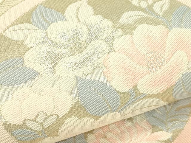 平和屋着物＊夏物　六通柄袋帯　エ霞草花丸文　銀糸　正絹　逸品　CABJ1715rv