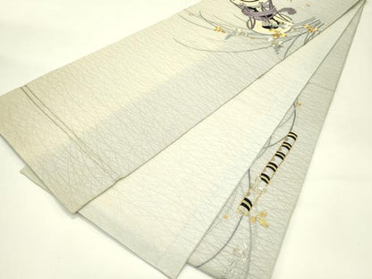 平和屋着物＊夏物　アンティーク　大正ロマン　丸帯　引き抜き帯　総刺繍　駒刺繍　萩楽器文　金銀糸　正絹　逸品　CABJ1716rv