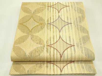 平和屋着物＊夏物　全通柄袋帯　七宝文　金糸　正絹　逸品　CABJ1717rv