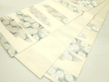 平和屋着物＊夏物　六通柄袋帯　唐織　菊霞文　金銀糸　正絹　逸品　CABJ1718rv