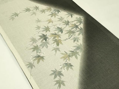 平和屋着物＊夏物　太鼓柄袋帯　楓　黒地　金彩　正絹　逸品　CABJ1720rv