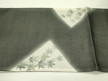 平和屋着物＊夏物　太鼓柄袋帯　楓　黒地　金彩　正絹　逸品　CABJ1720rv