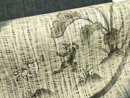 平和屋着物＊夏物　太鼓柄袋帯　作家物　櫛織　手描き　鳥獣戯画　正絹　逸品　CABJ1727rv