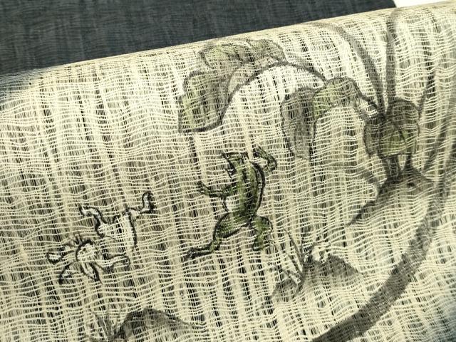 平和屋着物＊夏物　太鼓柄袋帯　作家物　櫛織　手描き　鳥獣戯画　正絹　逸品　CABJ1727rv