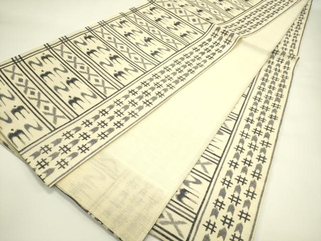 平和屋着物＊夏物　全通柄袋帯　絣文様　正絹　逸品　CABJ1729rv